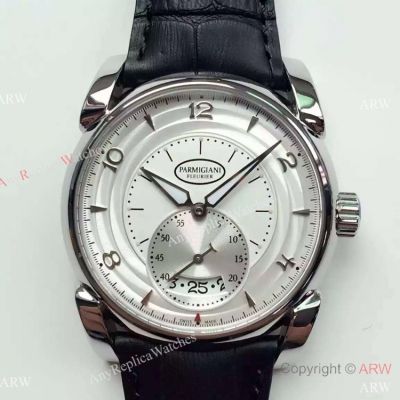 Replica Parmigiani Fleurier Watch SS Black Leather Band Replica Watch